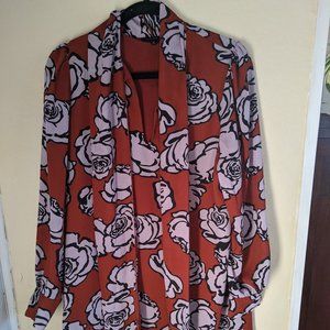 Who What Wear Pink Orange Mod Floral Dress